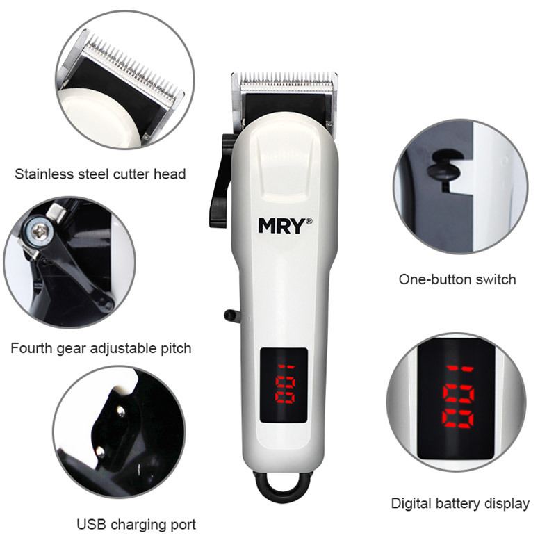 QR 809A Hair Clipper Fine Steel Cutter USB Digital Display